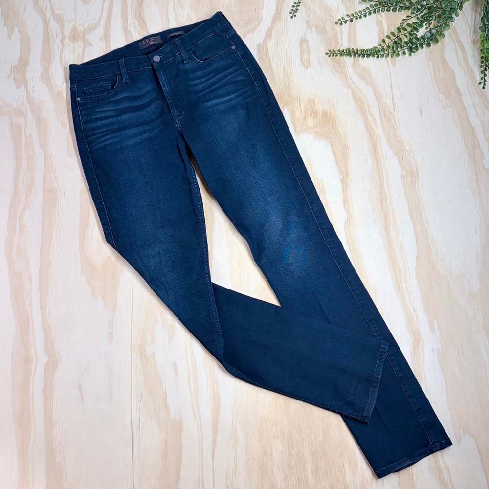 JEN7 by 7 For All Mankind Slim Straight Jeans Blue Stretch Denim Size 6 - Picture 2 of 10